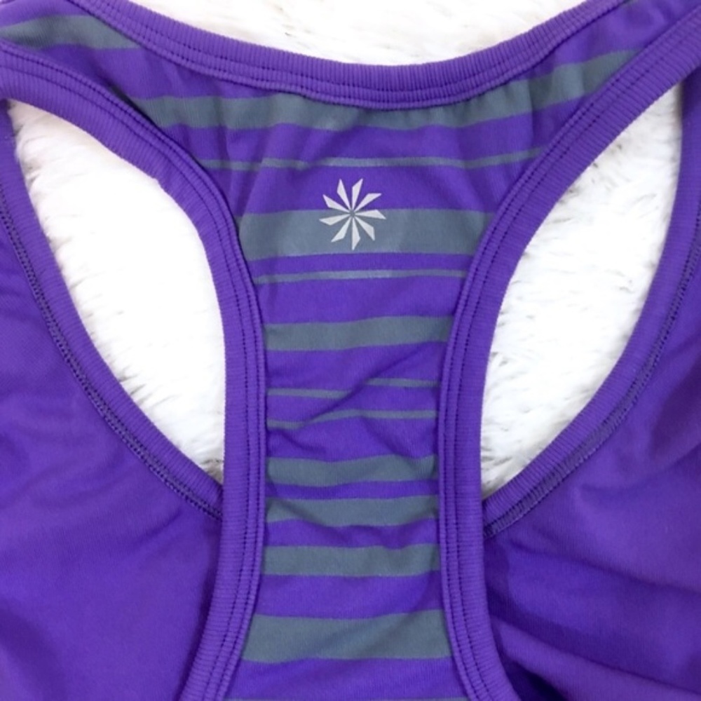 Athleta Purple Stripe Seamless Racerback Tank Top - Picture 4 of 6